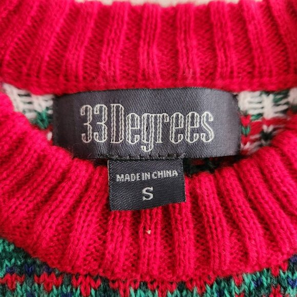 Ugly Christmas Sweater 33 Degrees Holiday Reindeer Beer Bottle Pocket Small EUC - Picture 6 of 9